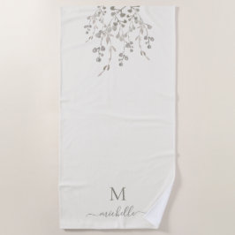Personalized Botanical Watercolor Monogram Ivory Strandlaken