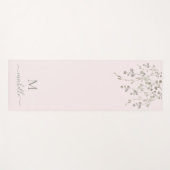 Personalized Botanical Watercolor Monogram Pink Yogamat (Voorkant (horizontaal))