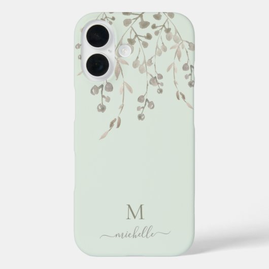 Personalized Botanical Watercolor Monogram Sage Case-Mate iPhone Case (Achterkant)