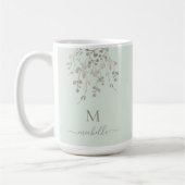 Personalized Botanical Watercolor Monogram Sage Koffiemok (Links)