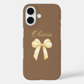 Personalized Bow Brown Aesthetic Coquette Case-Mate iPhone Case (Achterkant)