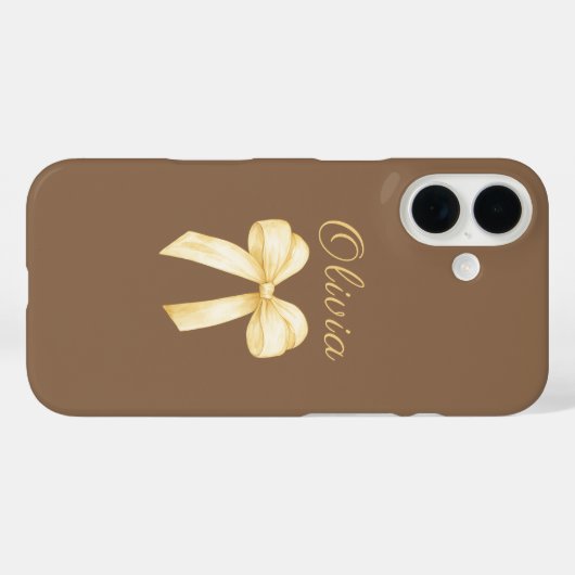 Personalized Bow Brown Aesthetic Coquette Case-Mate iPhone Case (Achterkant (horizontaal))