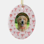 Personalized Bow Pattern Pet Photo Ornament (Rechts)