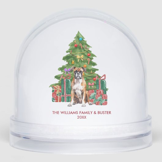 Personalized Boxer Dog Christmas Sneeuwbol (Voorkant)