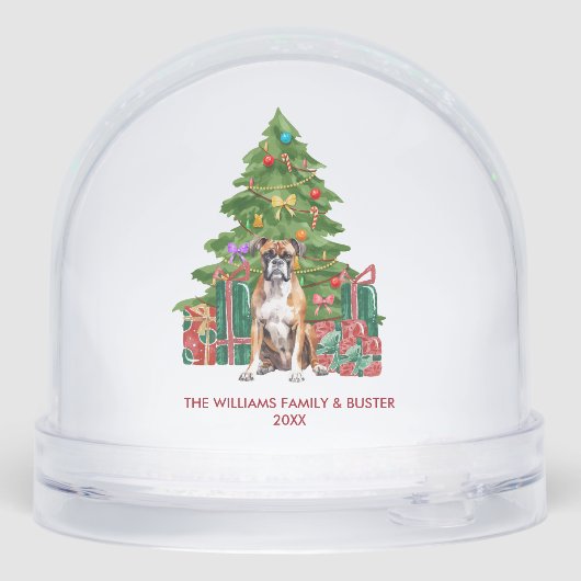 Personalized Boxer Dog Christmas Sneeuwbol (Achterkant)