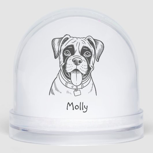 Personalized Boxer Dog Christmas Sneeuwbol (Voorkant)