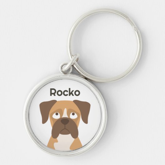 Personalized Boxer Dog Keychain Custom Name Gift (Voorkant)