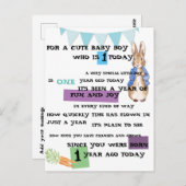 Personalized Boy Birthday Briefkaart - Peter Rabbi (Voorkant / Achterkant)