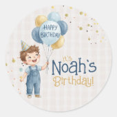 Personalized Boy Birthday Party Sticker (Voorkant)