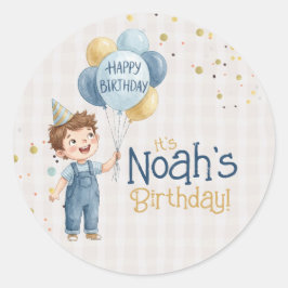 Personalized Boy Birthday Party Sticker