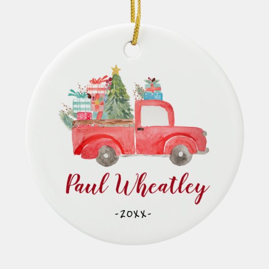 Personalized Boy Newborn Christmas Truck Ornament (Voorkant)