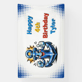 Personalized Boy's Anchor Themed Birthday Party Spandoek (Verticaal)