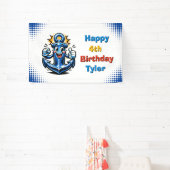 Personalized Boy's Anchor Themed Birthday Party Spandoek (Insitu)