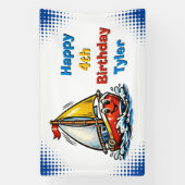 Personalized Boy's Sailboat Themed Birthday Party Spandoek (Verticaal)