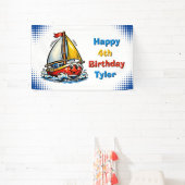 Personalized Boy's Sailboat Themed Birthday Party Spandoek (Insitu)