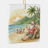 Personalized Brazilian Santa on Beach Christmas Keramisch Ornament (Rechts)