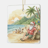Personalized Brazilian Santa on Beach Christmas Keramisch Ornament (Links)