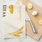 Personalized Bread Winner Trendy Elegant Tea Towel Theedoek (Quarter Fold)