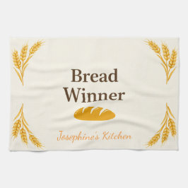 Personalized Bread Winner Trendy Elegant Tea Towel Theedoek