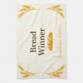 Personalized Bread Winner Trendy Elegant Tea Towel Theedoek (Verticaal)