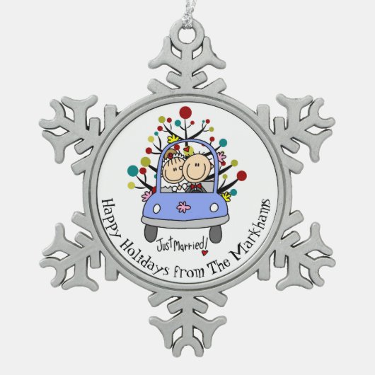 Personalized Bride and Groom Snowflake Ornament (Voorkant)