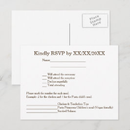 Personalized Bride & Groom RSVP and Menu Postcard