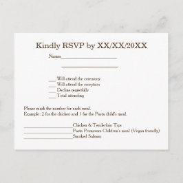 Personalized Bride & Groom RSVP and Menu Postcard