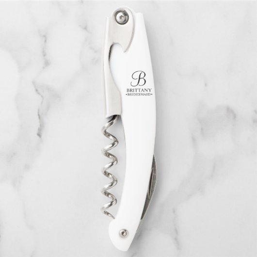 Personalized Bridesmaid's Name and Monogram Kurkentrekker (Voorkant)