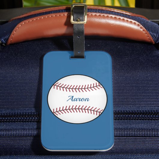 Personalized Bright Blue Baseball Luggage Tag Gift Bagagelabel (Voorkant Insitu 2)