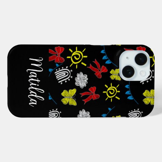 Personalized Bright Butterfly & Sunshine Pattern Case-Mate iPhone Case (Achterkant (horizontaal))