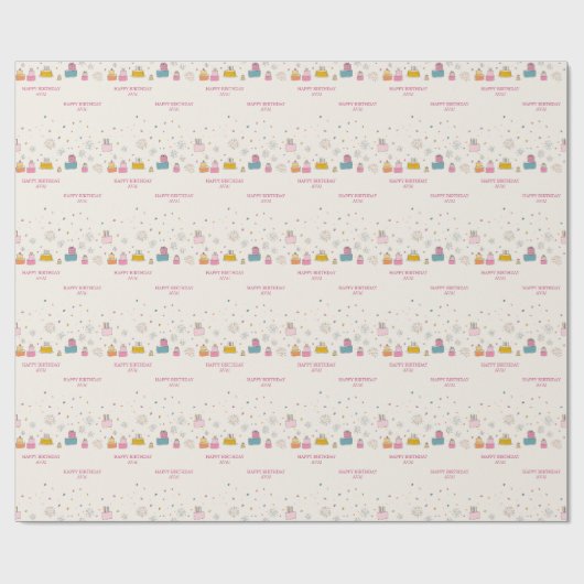 Personalized Bright Cakes W/ Confetti & Fireworks Cadeaupapier (Vlak)