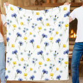 Personalized Bright Wildflower Poppy Cornflower Fleece Deken