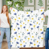 Personalized Bright Wildflower Poppy Cornflower Fleece Deken