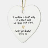 Personalized Brother Gold Heart Keepsake Keramisch Ornament (Links)