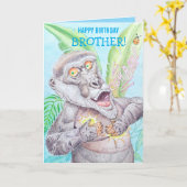 Personalized Brother's Birthday Greeting Card Kaart (Gele Bloem)