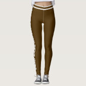 Personalized Brown And White Stripes Custom Text Leggings (Voorkant)