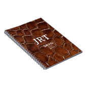Personalized Brown Crocodile Leather Monogram Notitieboek (Rechterzijde)