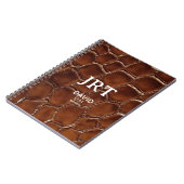 Personalized Brown Crocodile Leather Monogram Notitieboek (Linkerzijde)