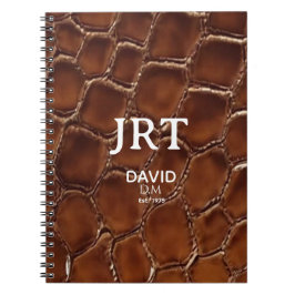 Personalized Brown Crocodile Leather Monogram Notitieboek