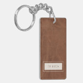 Personalized Brown Faux Leather  Sleutelhanger (Voorkant Links)