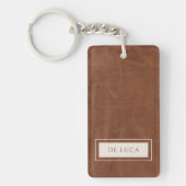 Personalized Brown Faux Leather  Sleutelhanger (Voorkant)