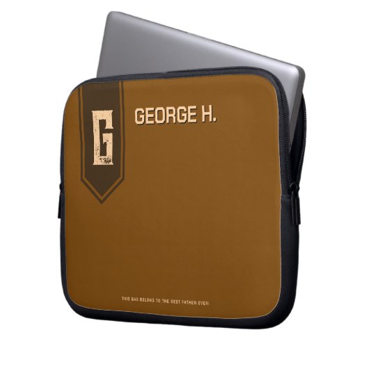 Personalized Brown Laptop Case for Man (Voorkant Links)
