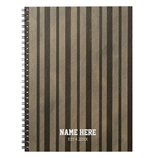 Personalized Brown Stripes Spiral Notebook Notitieboek (Voorkant)