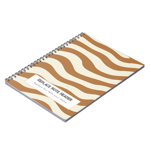 Personalized Brown Wave Patterned  Notitieboek (Linkerzijde)