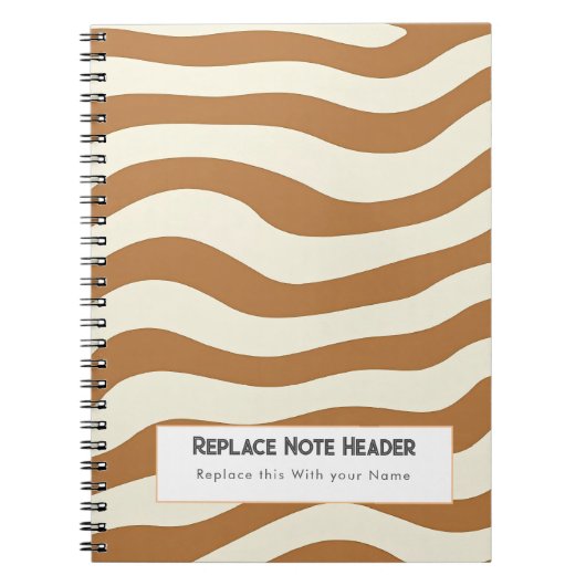 Personalized Brown Wave Patterned  Notitieboek (Voorkant)