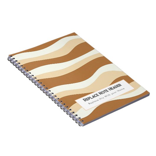 Personalized Brown Wave Patterned Notitieboek (Rechterzijde)