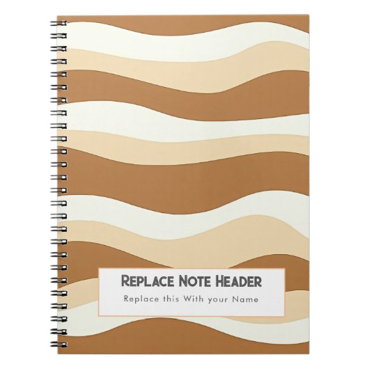 Personalized Brown Wave Patterned Notitieboek (Voorkant)