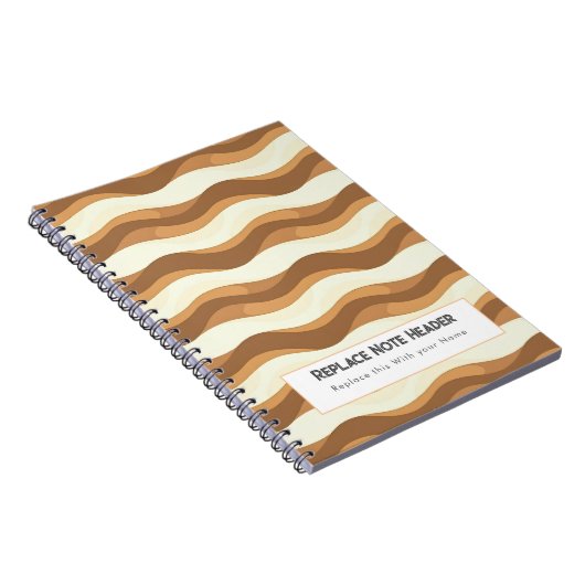 Personalized Brown Wave Patterned Notitieboek (Rechterzijde)