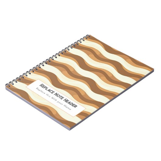 Personalized Brown Wave Patterned  Notitieboek (Linkerzijde)