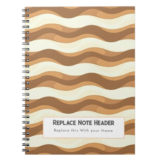 Personalized Brown Wave Patterned  Notitieboek (Voorkant)
